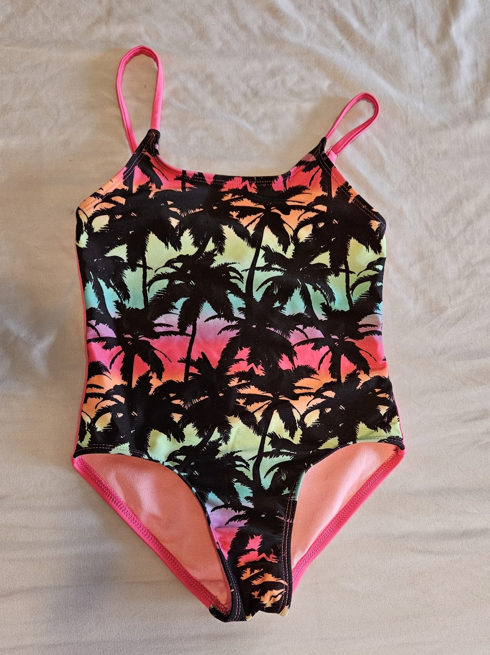 Girls' Neon Palm One-Piece Swimsuit - Pink